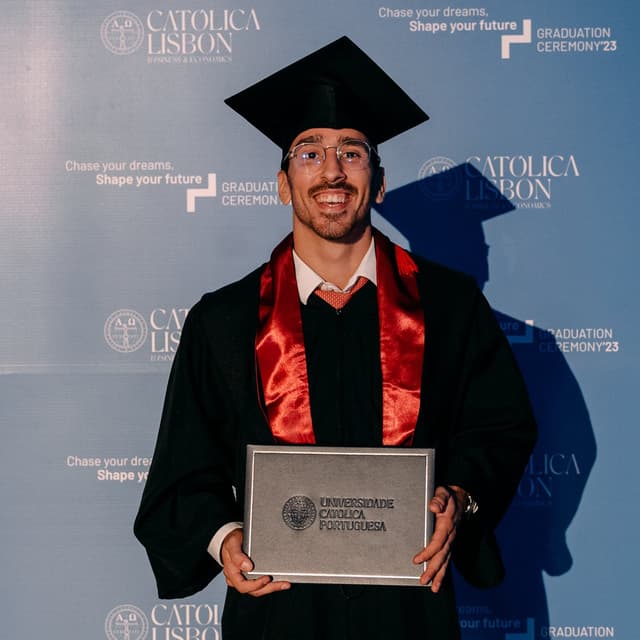 Miguel Marinho, Senior AI Engineer and Data Scientist, at his Católica Lisbon graduation